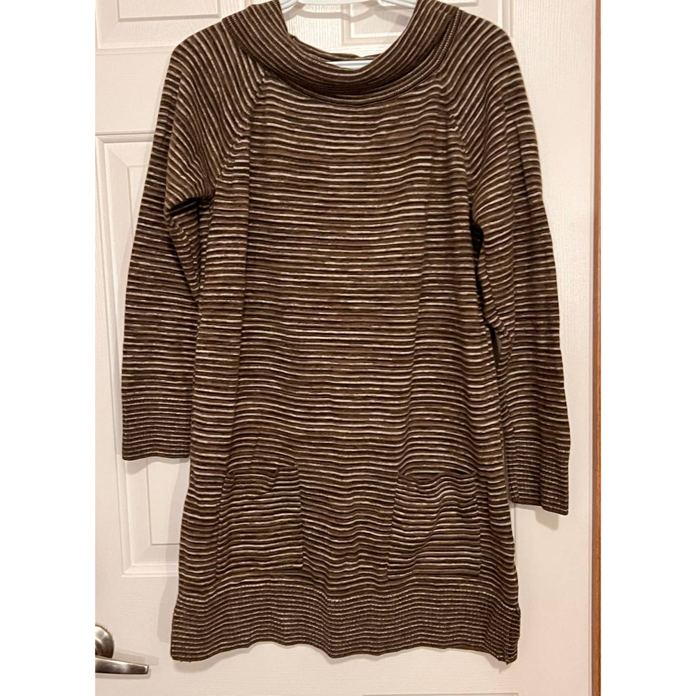 Eight Eight Eight Women's Cowl Neck Sweater Green Brown Size L‎